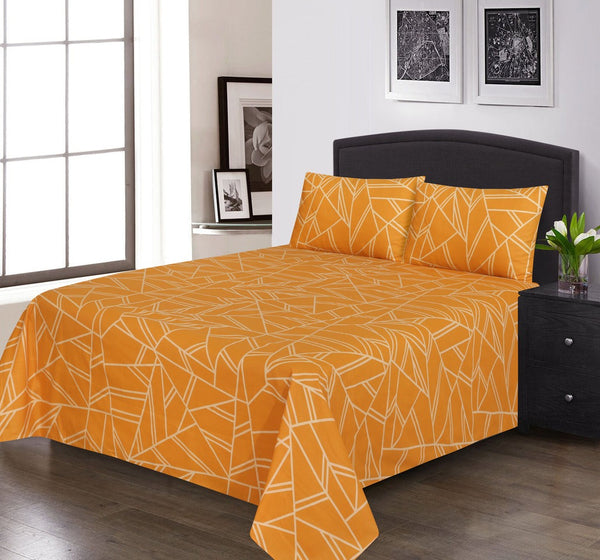 Tuscan Orange Printed Bed Sheet Set – King Size