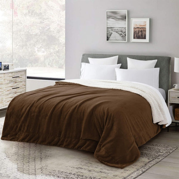 Ultra Soft Reversible Sherpa Throw Blanket – Chocolate | Luxurious Comfort for Every Home