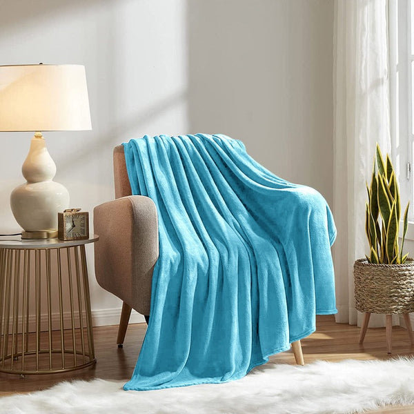 Flannel Moonlight Sky Blue Winter Blanket - Soft Mink Fleece Throw