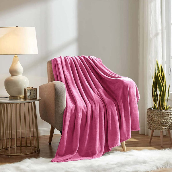 Flannel Moonlight Pink Winter Blanket - Soft Mink Fleece Throw