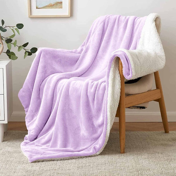 Ultra Soft Reversible Sherpa Throw Blanket – Lilac | Luxurious Comfort for Every Home