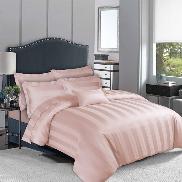 Stripe Satin Bedsheet Set – Pale Pink | Luxurious Bedding