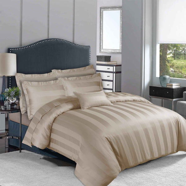 Stripe Satin Bedsheet Set – Hazelnut | Luxurious Bedding