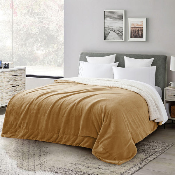 Ultra Soft Reversible Sherpa Throw Blanket – Camel | Luxurious Comfort for Every Home