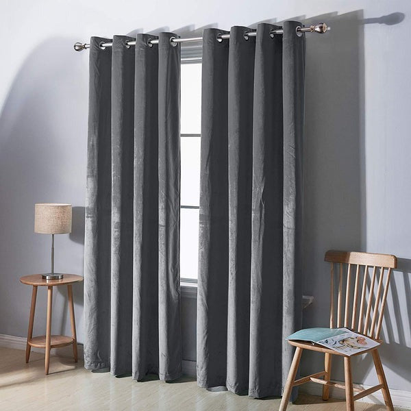 Premium Velvet Curtain for Bedrooms & Living Rooms - Dark Grey