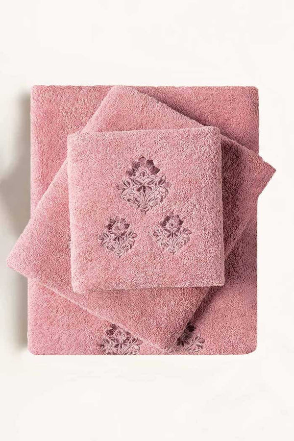 Petal Pink 3-Piece Combed Embroidered Towel Set